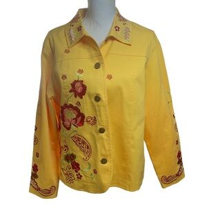 Coldwater Creek Yellow Embroidered Shacket